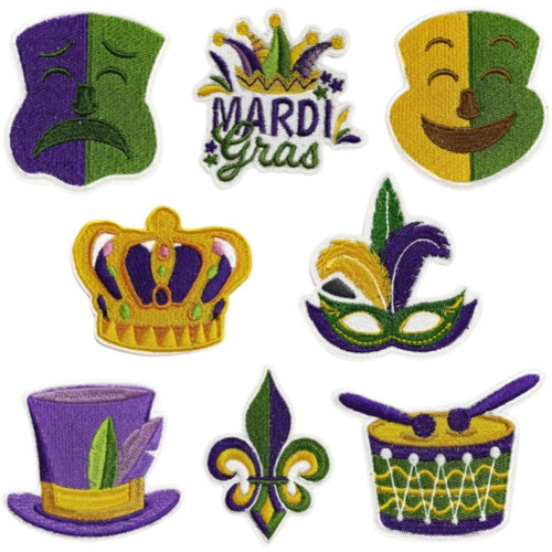 Σετ σιδερότυπων επιθεμάτων Mardi Gras με κεντημένο κλόουν του Καρναβαλιού 8