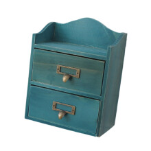 Vintage Wooden Wall-Mounted Drawer Box with 2 Drawers