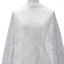 Tissu de dentelle brodée blanche, douce comme de la soie, 3,28 yards