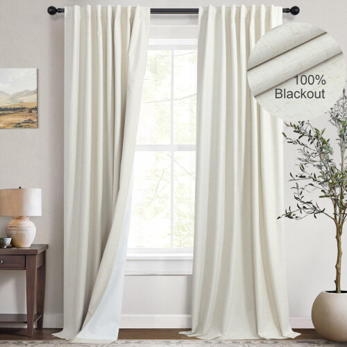 Blackout Linen Curtains 52x84 in 2-Pack