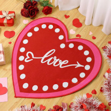 Heart-Shaped Red Area Rug – Non-Slip Washable Floor &
