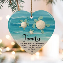 Sea Glass Turtle Ornament, Golden Frame, 8cm