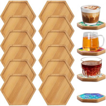 12 Pcs Bamboo Mosaic Coasters, Bamboo Coasters,Empty Base Trays for Crafts, Saucers Bamboo, Drinking Cup Coasters