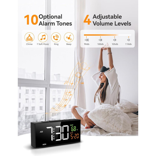 Digital Alarm Clock with Date, Temperature, Day & Time – 1