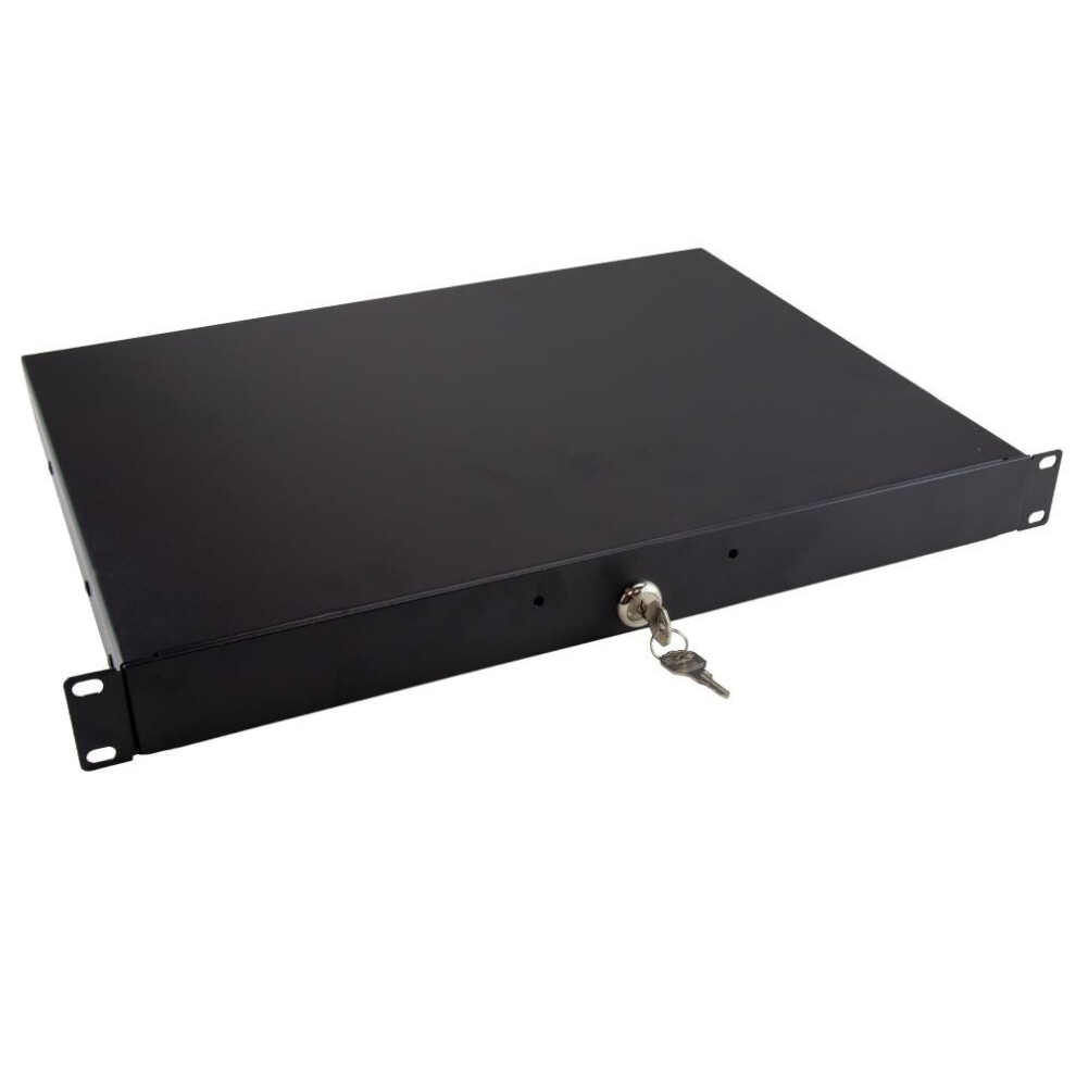 Kenable 19 Inch 1U Lockable Rack Mount Drawer With Rear Support Rails 338Mm Deep