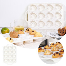Hartvormige siliconen bakvorm voor cake, 12 kopjes