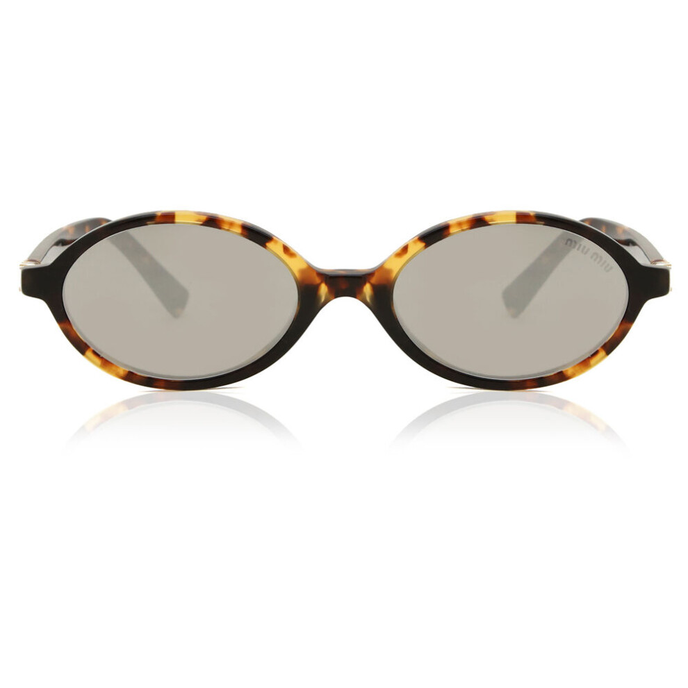 Miu Miu Women's Brown Oval Honey Havana Light Grey Silver Mirror Mu 04Zs In - Image 3