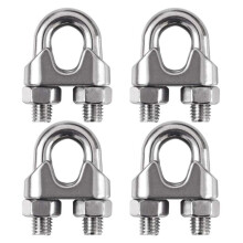 1/2 Inch 304 Stainless Steel Wire Rope Clip Clamp - U-Bolt Saddle Fastener Set of 4, Heavy-Duty Cable Clamps for Rigging and Marine