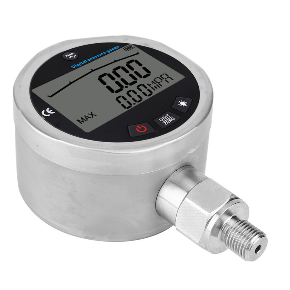 Low Energy Consumption Digital Pressure Gauge Hydraulic Gas Water Pressure Gauge Sturdy Shell Responsive Accurate Lcd Display Backlight High 9489952616377