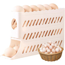 Rollbarer Eierhalter für den Kühlschrank – 4-stöckiger PP-Organizer für 30