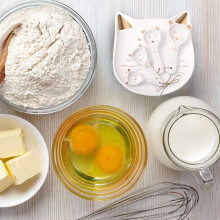 Kattformade keramiska mätskedar, set, 5 delar