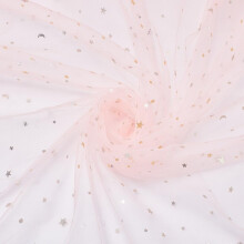 Tulle rose Ă paillettes, 6 yards (59 pouces).