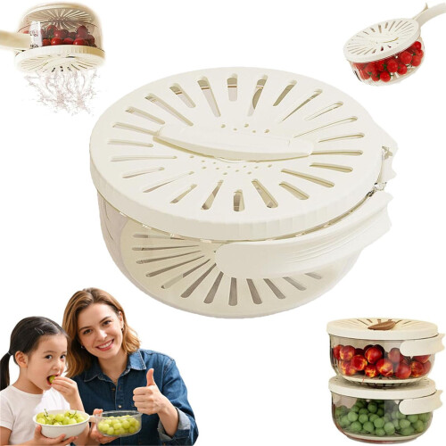 2-in-1-Abtropfkorb für Obst und Gemüse mit Siebdeckel