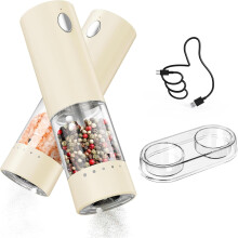 Ensemble de moulins à sel et à poivre rechargeables, jaune clair, 95 ml
