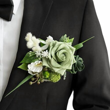 Boutonnière bordeaux et noire pour marié, 15 x 12,5 cm