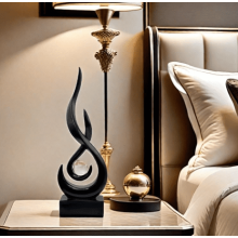 Scultura moderna a forma di fiamma in resina, nera, 28,5 cm (11,2 pollici).