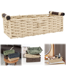 Panier de rangement en osier naturel pour plan de travail de salle de bain