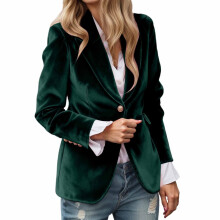 Damen-Samtblazer im Vintage-Stil, langärmelig