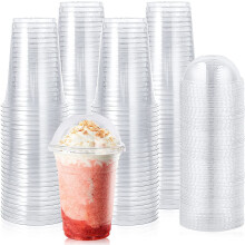 16oz klare PET-plastkopper med kuppellokk (90 sett)