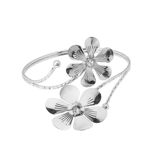 Embrasses de rideaux métalliques argentées à double fleur (2 pièces)