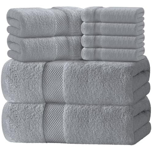 Set di 8 asciugamani da bagno in cotone turco