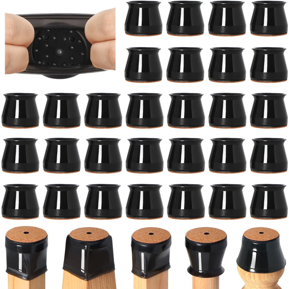 32Pcs Chair Leg Protectors For Hardwood/Tiles Â Silicone + Felt Caps, Non-Slip, Noise-Reducing, Fit 1.3"-2" 9426043114329