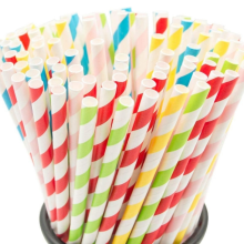 Regenbogenfarbene Papierstrohhalme, 100er-Packung