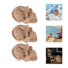 Decoración de calavera de resina beige para terrarios de reptiles