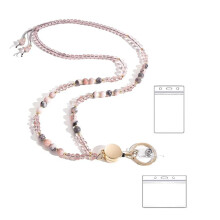 Collier lanière à perles naturelles pour clés et badges