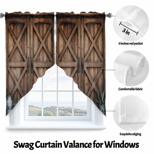 Rod Pocket Window Valance 36 x 36 in Brown 2