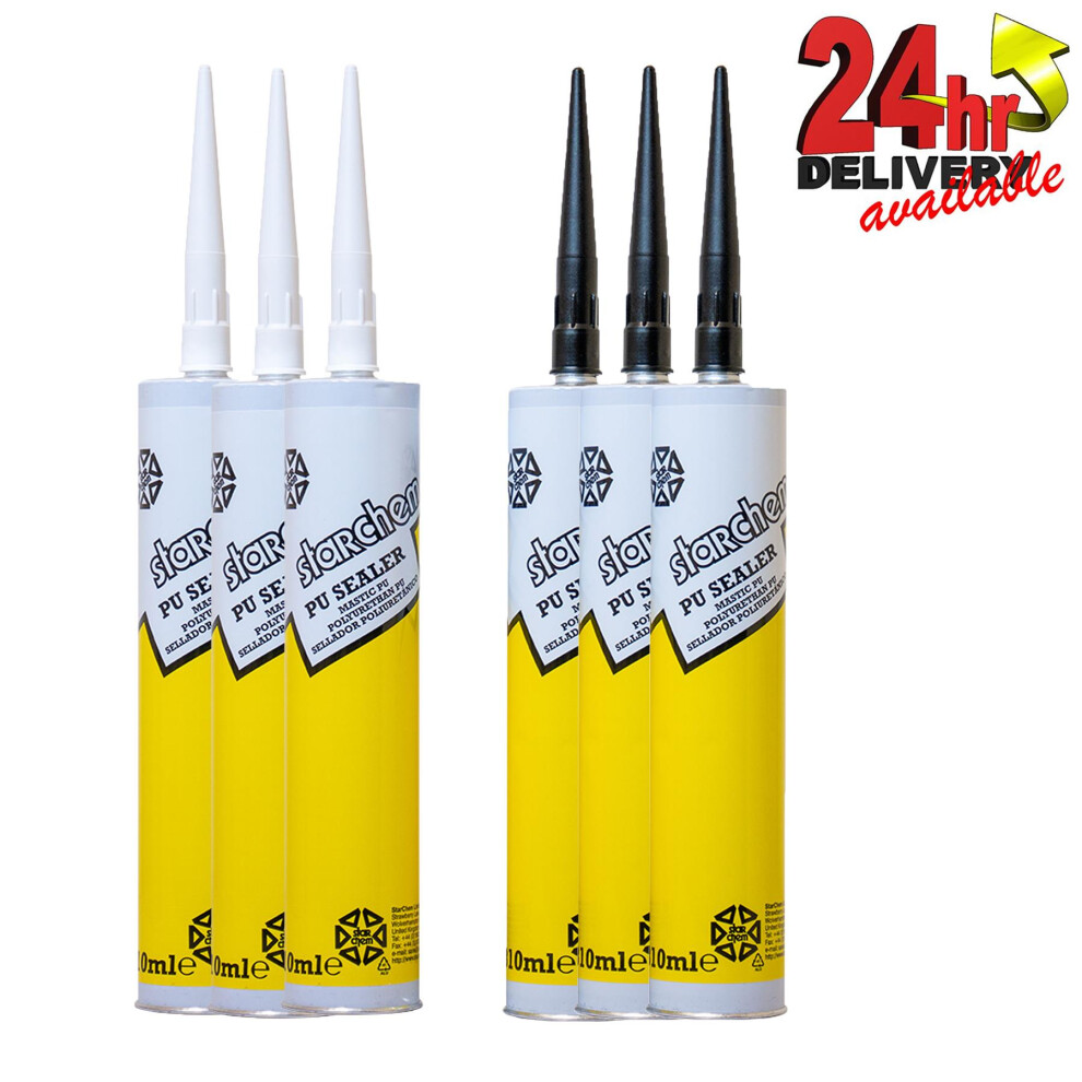 Starchem Pu Sealer Adhesive Sealant Glue 310Ml Cartridges 3 X & 3 X Black/White 5060859874899