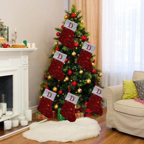 Red Embroidered Letter Christmas Stocking 7.8x5.9in 1