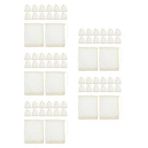 200Pcs Fine Mesh White Cotton Tea Sachets Drawstring Bag for Loose Tea