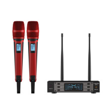 G-MARK GM1.1 Mikrofon, UHF-Frequenz Einstellbar, Handheld-Karaoke-Mikrofon für Party-Show-Unterricht, Rot, EU-Stecker