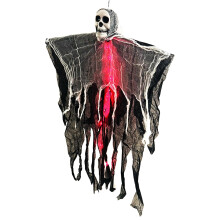 Decorazione a forma di fantasma da appendere con occhi a LED rossi, 80 cm