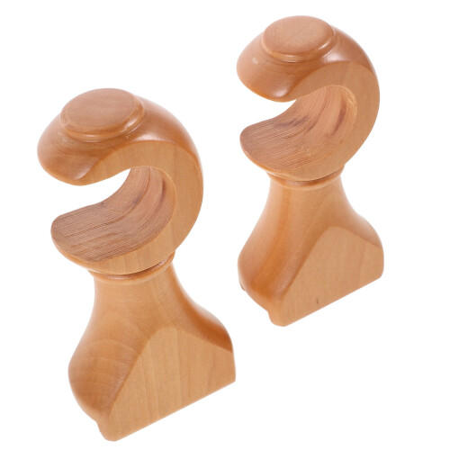 Beige gardinstångskonsoler i trä, 2-pack