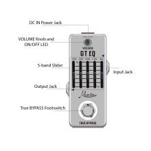 Silver 5-Band EQ Pedal, 18dB, 9.5x4.2x5.2cm