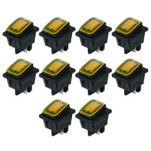 4 Pins Waterproof Rocker 250V 16A Car Boat Button with LED Light Yellow Light