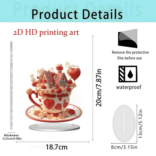 2D akryl hjerteornament med brugerdefineret gravering 2