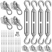 Kit de fixation pour voile d'ombrage en acier inoxydable, rectangle de 15 cm (6 po).
