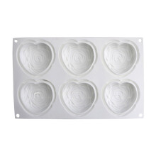 Moule à gâteau en silicone en forme de cœur, 6 cavités, rond de 20 cm.
