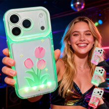 LED Bowknot Phone Case with Built-in Light, Compatible with iPhone X/11/12/13/14/15/16/17, Fashion Flash Protective Cover