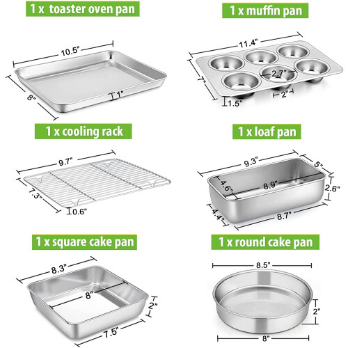 6-Piece Small Toaster Oven Pan Set
