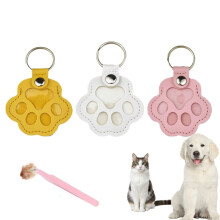 Pet Keychain Refillable, Paw Shaped Leather Memorial Keepsake For Dog Cat Fur Storage, Pet Paw Shaped Leather Keychain, With A Tweezers