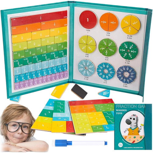 Magnetisches Bruchrechen-Demonstrationsbuch mit 102 Plättchen