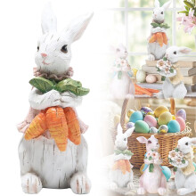 Decorazione per albero di Pasqua, coniglietta rustica in resina con carota