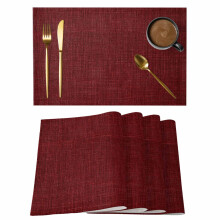 Wine Red Polyester Placemats Set of 6