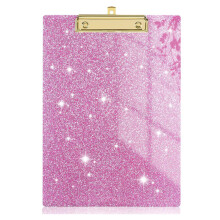 Pink Acrylic Clipboard A4 with Gold Clip