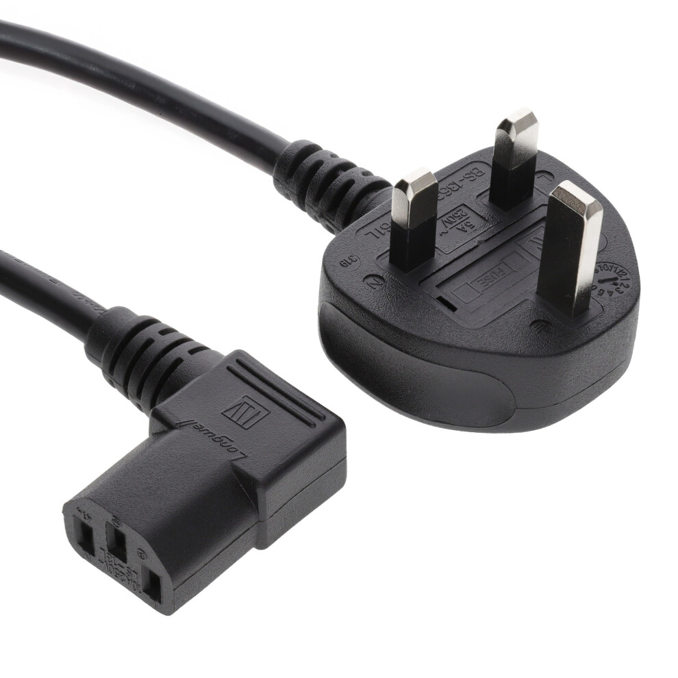 Kenable Power Cord Uk Plug To Right Angle Iec C13 Cable (Kettle Lead) 3M