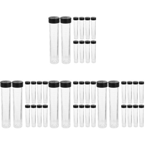 40Pcs Clear Storage Tubes with Caps Plastic Transparent Reusable Tubes